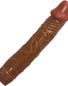Brauner silikon vibrator mit texturierten rillen und roter spitze baile bob realistischer vibrator 22,5 cm mulatte
