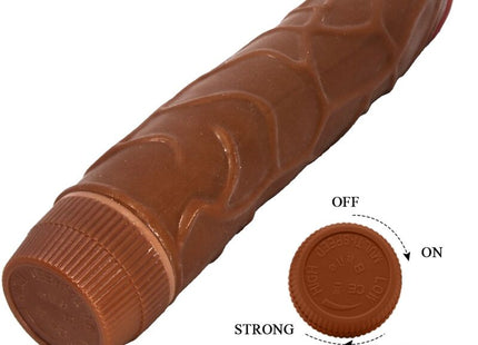 Brauner silikon vibrator baile bob realistischer vibrator 22,5 cm mit strukturierter oberfläche und stufenregler