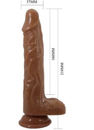 Brauner 160 mm langer silikon dildo mit strukturierter schaftrand detaillierter basis von baile bodach vibrator