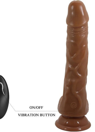 Brauner silikon männlicher masturbator mit strukturierter oberfläche und schwarzer fernbedienung mit an aus knopf von baile
