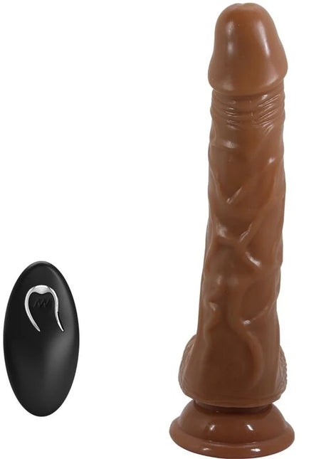 Brauner silikon vibrator baile bodach mit strukturierter oberfläche und passender schwarzer fernbedienung