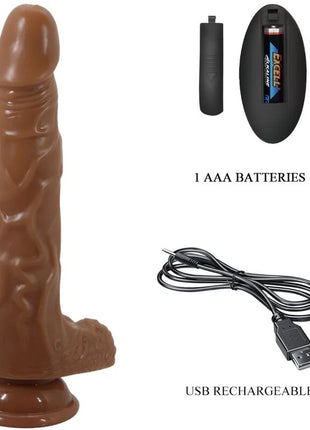 Brauner silikon realistischer vibrator baile bodach mit texturierter oberfläche fernbedienung und ladekabel