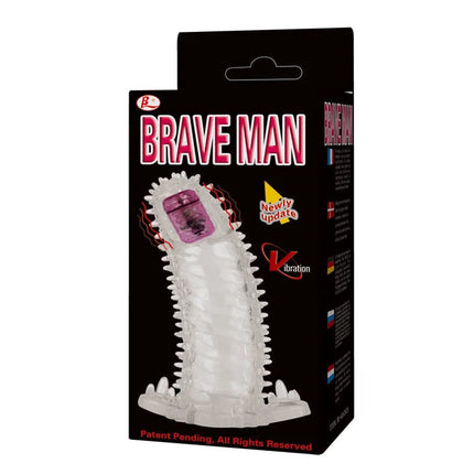 Brave man sensorverlängerung silikonvibrator in transparent mit lila rechteckigem bedienfeld
