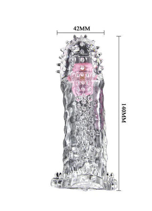 Transparenter silikon cockring baile brave ii man sensorverlängerung mit pinken inneren elementen und strukturierter, stacheliger oberfläche