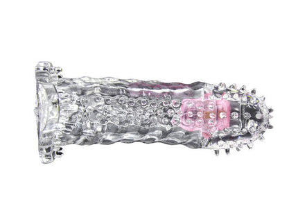 Baile brave ii man sensorenverlängerung klar transparenter silikon vibrator mit pinken inneren komponenten und strukturierter oberfläche