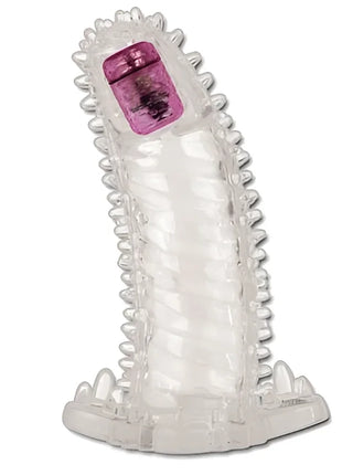 Die transparente silikonverlängerung brave II man sensorverlängerung von BAILE mit pinkem rechteckknopf und seitlichen protrusionen