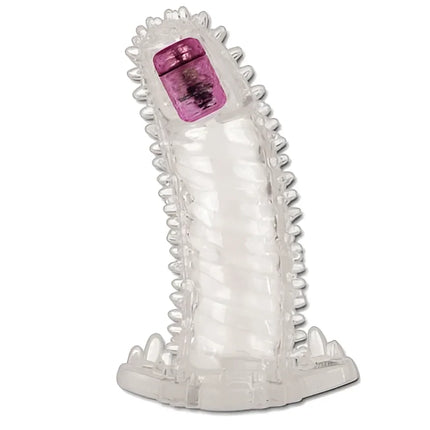 Die transparente silikonverlängerung brave II man sensorverlängerung von BAILE mit pinkem rechteckknopf und seitlichen protrusionen