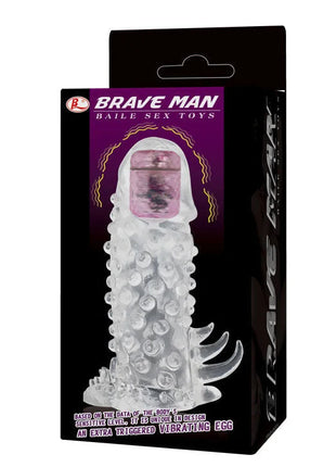 Klarer durchscheinender silikon-vibrator ei mit pinker triggerkappe und strukturierte oberfläche von BAILE brave iii man sensorerweiterung