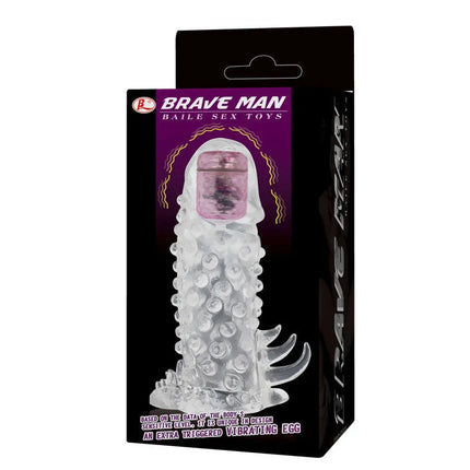 Klarer durchscheinender silikon-vibrator ei mit pinker triggerkappe und strukturierte oberfläche von BAILE brave iii man sensorerweiterung
