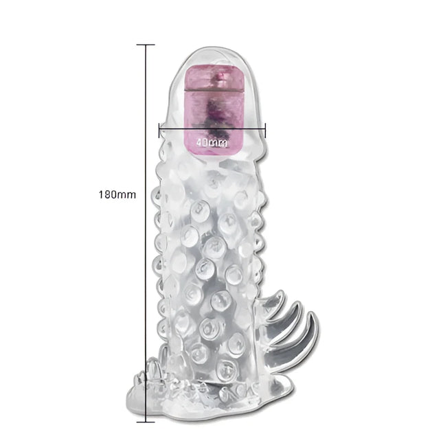Klares silikonspielzeug brave iii man sensorerverlaengerung mit strukturierter oberfläche und rosa innenkern