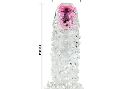 Klarer transparenter silikon verlängerung mit pinkem led licht und strukturierte noppen baile brave iii man sensorverlngerung