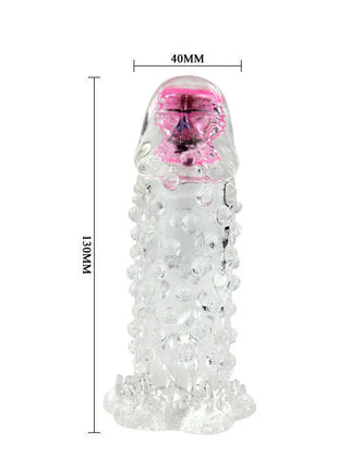 Klarer transparenter silikon verlängerung mit pinkem led licht und strukturierte noppen baile brave iii man sensorverlngerung