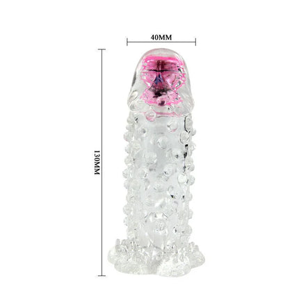 Klarer transparenter silikon verlängerung mit pinkem led licht und strukturierte noppen baile brave iii man sensorverlngerung