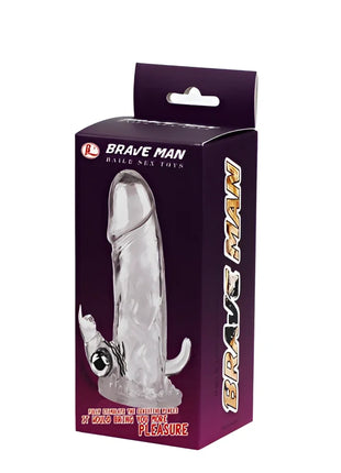 Cleares plastisches dildo mit silberfarbener basis und kleinem rundem detail seitlich baile brave man penis extension rabbit i
