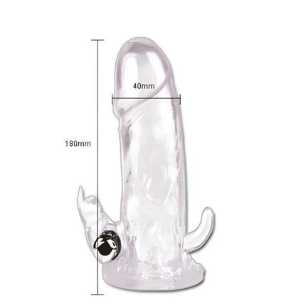Baile brave man penis extension rabbit i klarer plastikdildo mit silberner kugel und zwei kleinen gebogenen anhängen
