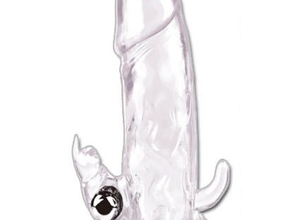 Klarer plastikdildo mit silberner kugeltaste und zwei kleinen gebogenen ansätzen am sockel baile brave man penisverlängerung rabbit i