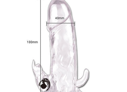Klarer transparenter silikondildo mit silberner metallkugel und zwei kleinen gebogenen anhängseln baile brave man penisverlängerung rabbit i