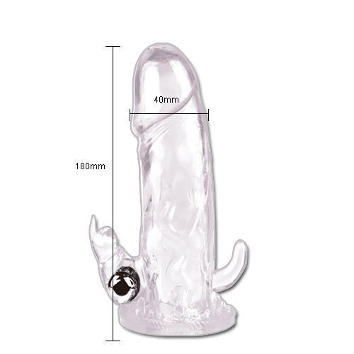 Klarer transparenter silikondildo mit silberner metallkugel und zwei kleinen gebogenen anhängseln baile brave man penisverlängerung rabbit i