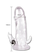 Klarer transparenter silikondildo mit silberner metallkugel und zwei kleinen gebogenen anhängseln baile brave man penisverlängerung rabbit i