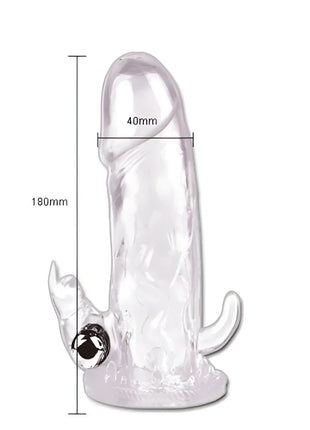 Klarer transparenter silikondildo mit silberner metallkugel und zwei kleinen gebogenen anhängseln baile brave man penisverlängerung rabbit i