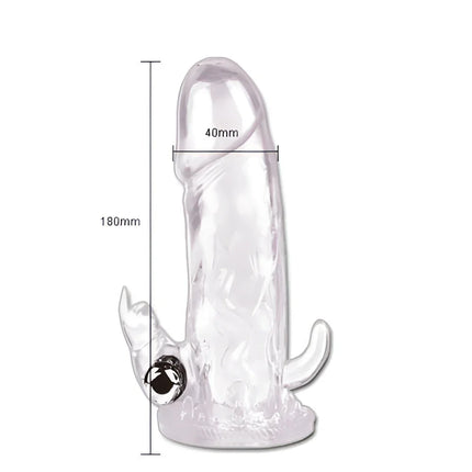 Klarer transparenter silikondildo mit silberner metallkugel und zwei kleinen gebogenen anhängseln baile brave man penisverlängerung rabbit i