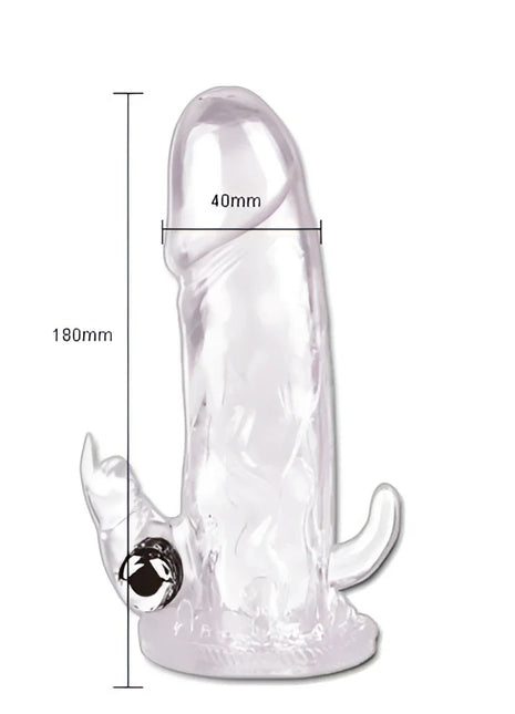 Klarer transparenter silikondildo mit silberner metallkugel und zwei kleinen gebogenen anhängseln baile brave man penisverlängerung rabbit i