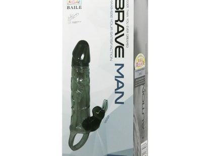 Baile brave man mehrstufiger Vibrator in dunkelgrün mit schwarzem Griff und Ring als penile abdeckung mit Kaninchen schwarz 16,5 cm