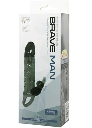 Baile brave man mehrstufiger Vibrator in dunkelgrün mit schwarzem Griff und Ring als penile abdeckung mit Kaninchen schwarz 16,5 cm