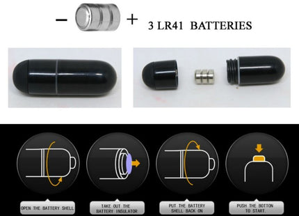 Black zylindrische batteriebetriebene taschenlampe mit metallischer silberkappe und sichtbaren innenteilen