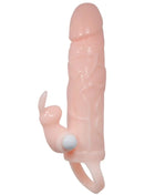 Pink silikon penisabdeckung mit texturierter oberfläche und kleinem weißen ball seitlich am baile brave man model