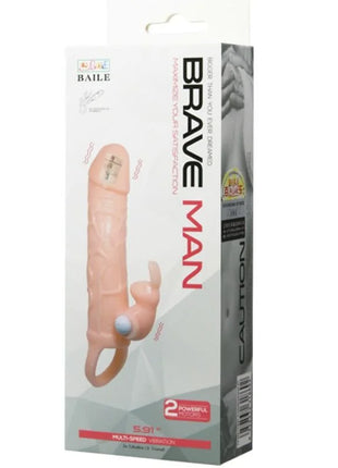 Baile brave man 5,91 zoll mehrfrequenz vibrierender dildo in pfirsichfarbenem silikon mit ring und strukturiertem griff