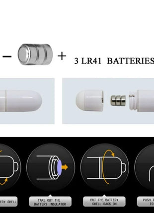 Weißer zylindrischer led-lichtstab mit glatter oberfläche und metallischem batteriefach für baile brave man penisabdeckung