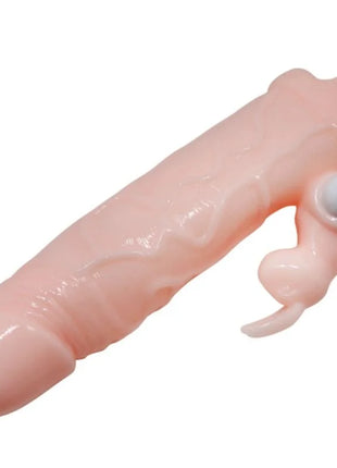 Rosa silikon erwachsenenspielzeug mit rundlich gebogenem ende und kleinem weißem knopfeinsatz seitlich baile brave man penisabdeckung mit kaninchen und doppelmotor fleisch 16,5 cm
