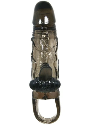 Transparent dunkelgrauer silikon cockring mit schwarzer strukturkugel und metalldraht für anal- und klitorisstimulation