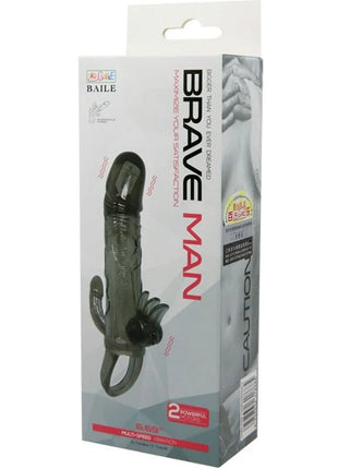 Dunkelgraue transparente silikon-penishülle brave man von baile mit klitoris und analstimulation schwarze akzente