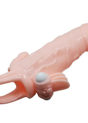 Rosa silikon cockring mit anatomischer struktur und weißer kugeltaste seitlich für klitoris und analstimulation