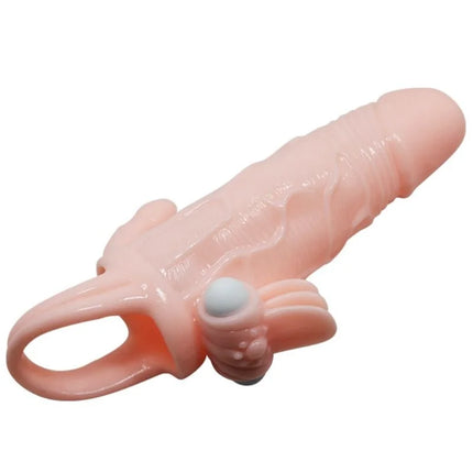 Rosa silikon cockring mit anatomischer struktur und weißer kugeltaste seitlich für klitoris und analstimulation