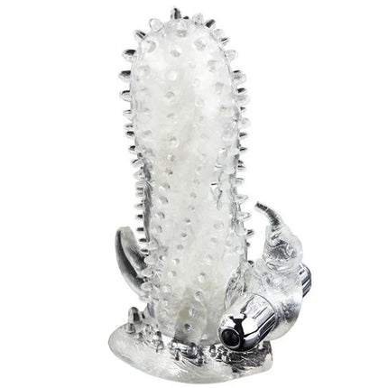 Transparenter baile brave man rabbit vibrator aus silikon in kaktusform mit silbernen stacheln und chrombasis