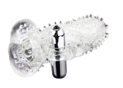Klarer transparenter silikon rabbit vibrator brave man von BAILE mit verchromtem zylindrischem grund und strukturierter oberfläche
