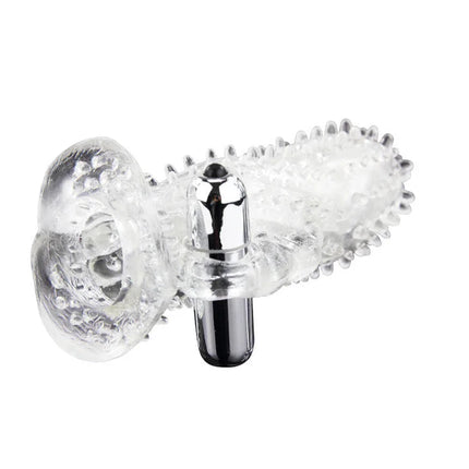 Klarer transparenter silikon rabbit vibrator brave man von BAILE mit verchromtem zylindrischem grund und strukturierter oberfläche