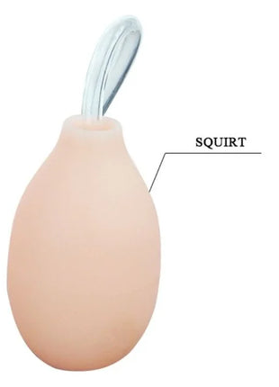 Pink silikon brunnenvibrator dildo mit squirtfunktion und klarem plastikmundstück labeled squirt