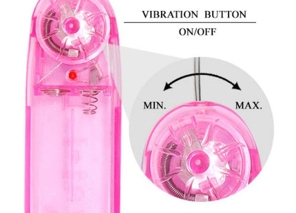 Baile brunnenvibrator dildo mit squirtefunktion aus pinkem durchsichtigem plastik mit sichtbaren federn und rotem knopfschalter