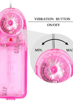 Baile brunnenvibrator dildo mit squirtefunktion aus pinkem durchsichtigem plastik mit sichtbaren federn und rotem knopfschalter