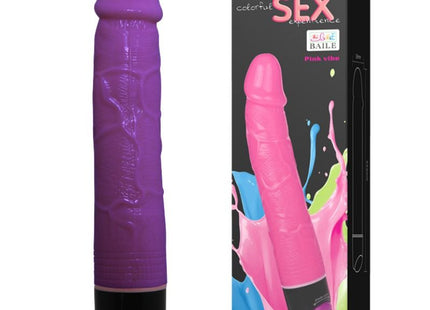 Baile bunter sex lila realistischer vibrator 23 cm aus silikon mit strukturierter oberfläche und schwarzer basis