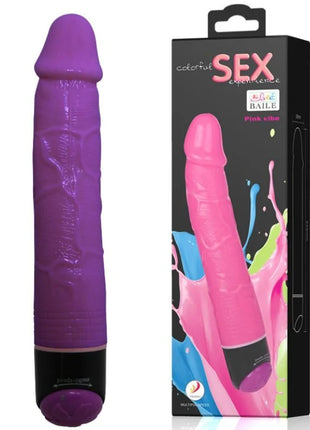 Baile bunter sex lila realistischer vibrator 23 cm aus silikon mit strukturierter oberfläche und schwarzer basis