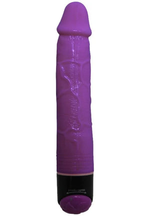 Lila silikon vibrator mit strukturierter oberfläche und schwarzer basis von baile 23 cm lang