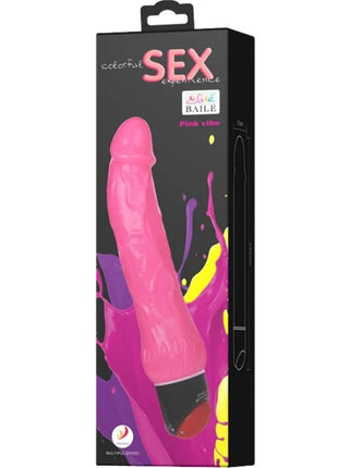 Baile bunter sex lila realistischer vibrator 24 cm in pink mit glossy plastikverpackung und lebendigem splash-design