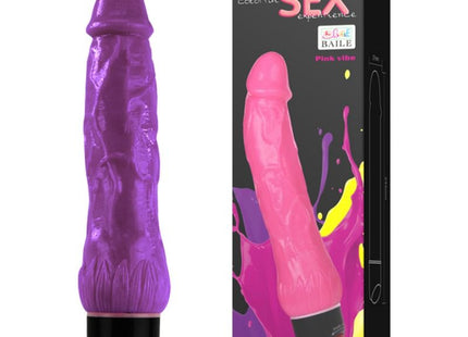 Baile bunter sex lila realistischer vibrator 24 cm aus silikon mit strukturierter oberfläche und schwarzer basis