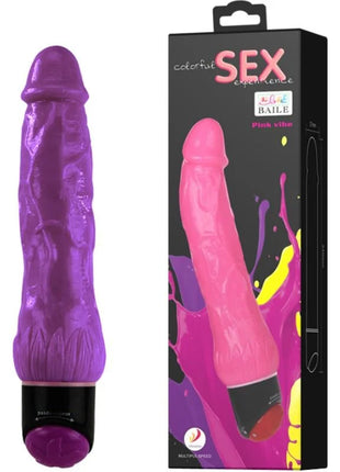 Baile bunter sex lila realistischer vibrator 24 cm aus silikon mit strukturierter oberfläche und schwarzer basis