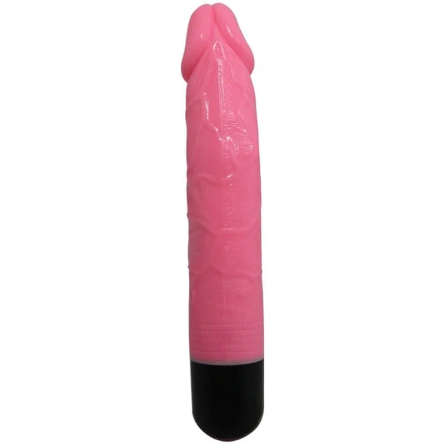 Baile bunter sex realistischer vibrator rosa 23 cm aus silikon mit schwarzer basis und vibrationsfunktion